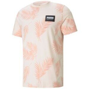 Puma Men's Summer Court All‎ Over Print T-Shirt, Cloud Pink, Size S, NWT